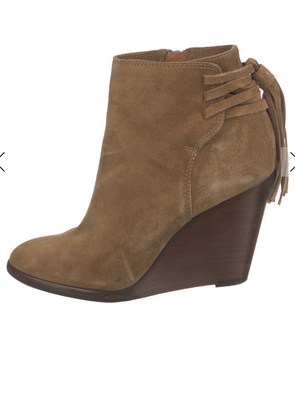 Frye Suede Wedge Ankle Boot in Taupe